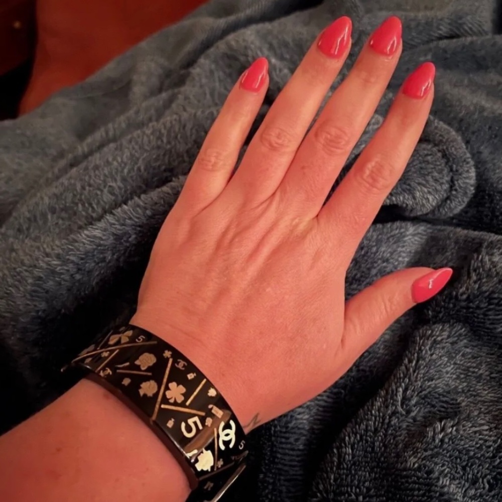 Chanel rare Lucky Charm black resin cuff bracelet
